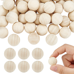 Цвет Древесины 100шт. необработанные деревянные бусины, незаконченная деревянная сфера, неокрашенными, без отверстия , круглые, деревесиные, 20 мм