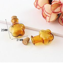 Flower Miniature Glass Bottles, with Cork Stoppers, Empty Wishing Bottles, for Dollhouse Accessories, Jewelry Making, Plum Blossom Pattern, 25x21mm