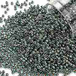 (990) Gilt Lined Aqua Toho runde Rocailles, japanische Rocailles, (990) vergoldetes Aqua, 11/0, 2.2 mm, Bohrung: 0.8 mm, über 1110pcs / Flasche, 10 g / Flasche