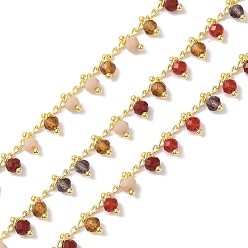 (52) Непрозрачная лаванда Цепочка из латуни и стекла, с катушкой, долговечный, без кадмия и без свинца, пайки, реальный 18 k позолоченный, разноцветные, 3x2x1 мм