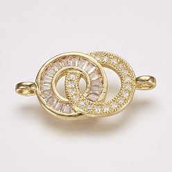 Золотой Латунные микро проложить кубических ссылки циркония, двойное кольцо, золотые, 23x11.5x2 мм, отверстие : 2 мм