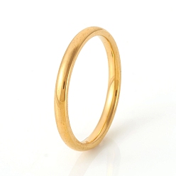 Golden 201 Stainless Steel Plain Band Rings, Golden, Size 6, Inner Diameter: 16mm, 2mm