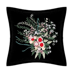 Красный Наборы для вышивания подушек с цветочным узором своими руками, включая наволочку, нитки и игла для вышивания, красные, 450x450 мм