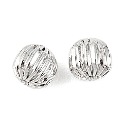 Echt platiniert Shegrace Messing-Abstandsperlen, Cadmiumfrei und Nickel frei und Bleifrei, Runde, gewellt, Echt platiniert, 5 mm, Bohrung: 1 mm
