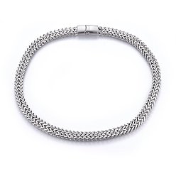 Stainless Steel Color Non-Tarnish 304 Stainless Steel Wheat Chain Necklaces, with Magnetic Clasps, Stainless Steel Color, 23.62 inch(60cm), 12mm