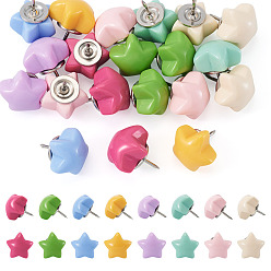 (52) Непрозрачная лаванда 20шт. пластиковые канцелярские кнопки в форме звезды, с железными контактами, разноцветные, 16x15.5x19 мм