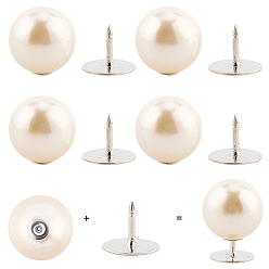 Платина 20 шт. АБС-пластик перламутровый без пришивных пуговиц, с железной иглой, круглые, платина, 18x13.5 мм