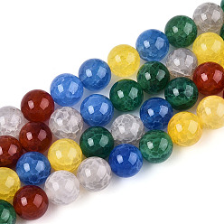 (52) Непрозрачная лаванда Природные треск агат бисер нитей, окрашенные, круглые, красочный, 10~10.5 мм, отверстие : 0.8~1 мм, около 37 шт / нитка, 14.57 дюйм (37 см)