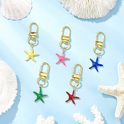 (52) Непрозрачная лаванда Подвесные украшения из латунной эмали в виде морских звезд, с поворотными застежками сплава, разноцветные, 55 мм