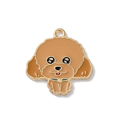 Перу Подвески из эмали и сплава, собака, золотой свет, Перу, 24.5x23x1.2 мм, отверстие : 2 мм