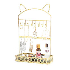 Golden Metal Earring Rack, Earrings Display Stand, Golden, 19x11x35cm