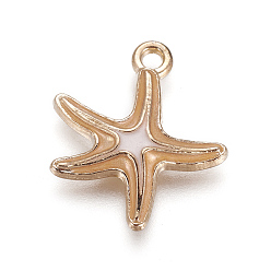 Фора Подвески из эмали и сплава, морская звезда / морские звезды, кс золото, оранжевые, 19.5x17x3 мм, отверстие : 1.6 мм