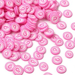 Pink Ручной полимерной глины кабошонов, круглый с лентой, розовые, 5~6x5.5~6.5x0.2~0.8 мм, Около 114285 шт / 1000 г