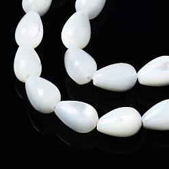 Seashell Color Natural Trochid Shell/Trochus Shell Beads Strands, Teardrop, Bleach, Seashell Color, 9x6mm, Hole: 0.7mm, about 46~47pcs/strand, 15.75 inch(40cm