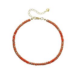 Синтетическая Бирюза Браслеты на ногу в стиле бохо из синтетической бирюзы и латуни с круглыми бусинами хейши, золотые, 9-1/8 дюйм (230 мм)