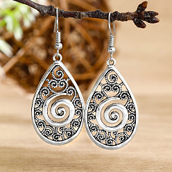 Teardrop Цинковый сплав мотаться, античное серебро, слеза, 53x20 мм