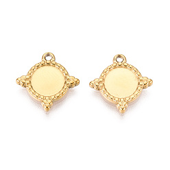 Настоящее золото 18K 304 Настройки кабошон из нержавеющей стали кулон, ионное покрытие (ip), звезда, реальный 18 k позолоченный, лоток : 8 мм, 15x14.5x2 мм, отверстие : 1.4 мм