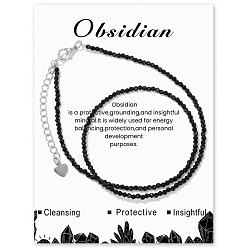 Черный 2мм синтетические драгоценные камни ограненные круглые бусины ожерелья для женщин, платина, чёрные, 15.75 дюйм (40 см)