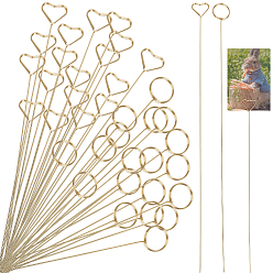 Золотой 40шт. 2 стили: кольцо и зажим для визитных карточек из стальной проволоки в форме сердца, настольная подставка для заметок, для свадьбы, дня рождения украшения, золотые, 305x20x2 мм, 20 шт / стиль