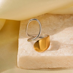 Золотой & Цвет Нержавеющей Стали Регулируемые 304 манжеты из нержавеющей стали для женщин, лист, золотые и нержавеющая сталь цвет, 31 мм, размер США 6 1/2 (16.9 мм)