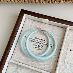 Светло-голубой Серьги-кольца из эпоксидного сплава, платина, светло-голубой, 50 мм