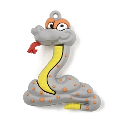 Серый ПВХ подвески, змея, серые, 57x44x17 мм, отверстие : 3 мм