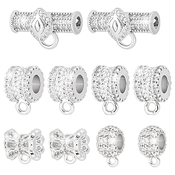 Платина 10 шт. 5 стили латунные микропаве кубические циркониевые трубчатые дужки, петля под залог, бейлы, кольцо, долговечный, стойки покрытие, без свинца и без кадмия, платина, 7.5~13.5x8~21x5.5~8 мм, отверстие : 1.4~4 мм, 2 шт / стиль