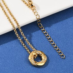 Золотой 304 ожерелья из нержавеющей стали с шестигранной подвеской и кристаллами из горного хрусталя для женщин, золотые, 17.40 дюйм (44.2 см)