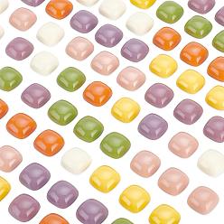 Gemischte Farbe 70Stk. 7 Farben undurchsichtige Cabochons aus Harz, halbes Quadrat, Gemischte Farbe, 15x15x7 mm