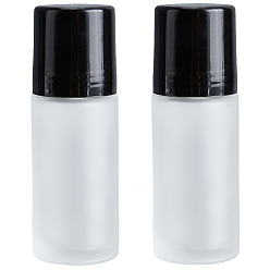 Черный 2шт. матовый стеклянный пустой флакон для духов, с пластиковым шариком и пластиковыми колпачками, многоразовая бутылка, чёрные, 3.8x11.1 см, мощность: 50мл