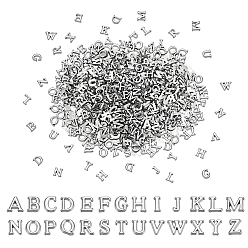 Letter A~Z 260Pcs 26 Styles Alloy Cabochons, Nail Art Decoration Accessories for Women, Letter, Platinum, Letter A~Z, 6~7x3~8x1.5~2.5mm, 10pcs/style