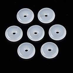 Weiß Nachahmung Jade Glasperlen, Friedensschnalle, weiß, 10x3 mm, Bohrung: 1.5x1.6 mm