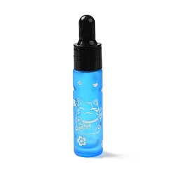 Light Blue Rubber Dropper Bottles, Refillable Glass Bottle, for Essential Oils Aromatherapy, with Fortune Cat Pattern & Chinese Character, Light Blue, 2x9.45cm, Hole: 9.5mm, Capacity: 10ml(0.34fl. oz)