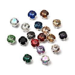 (52) Непрозрачная лаванда Шить на горный хрусталь, стекло горный хрусталь, сокре, с платиновыми латунными зубцами, разноцветные, 9x9x6 мм, отверстие : 0.9 мм