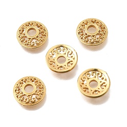 Настоящее золото 24K Шапочки и конусы для бусин, латунные, плоско-круглые, без кадмия и без свинца, стойки покрытие, долговечный, реальный 24 k позолоченный, 11x2.8 мм, отверстие : 3 мм