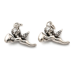 Античное Серебро Стойки обшивки латунные прелести, с целью перехода в кольце, без свинца и без кадмия, долговечный, очарование купидона, античное серебро, 10.5x15x4 мм, отверстие : 2.6 мм