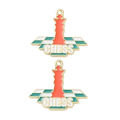 Легкий Лосось Подвески из эмали и сплава, настольные игры для взрослых/шахматные брелоки, золотые, светлый померанцевый, 27.5x30x1 мм, отверстие : 1.6 мм