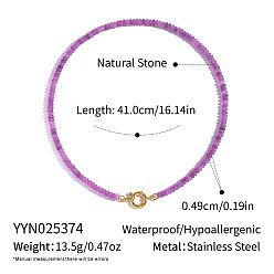 Белый Нефрит Ожерелья из бусин-рондель из натурального белого нефрита, окрашенные в осенне-зимний цвет, с 304 нержавеющей стали застежки, золотые, фиолетовые, 16.14 дюйм (41 см), бусина : 4.9 mm