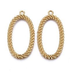 Настоящее золото 18K Латунные подвески, долговечный, овальные, реальный 18 k позолоченный, 30x16x3 мм, отверстие : 1.6 мм