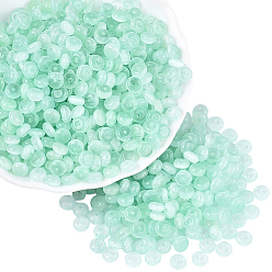 Аквамарин 600 шт. Стеклянные бусины, имитация шарики глаза кота, рондель, аквамарин, 6x3 мм, отверстие : 1 мм