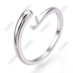 Платинированный 925 серебро 925 пробы, гладкое, с открытой застежкой-манжетой, за половину пробурено бисера, фитинги с кольцевыми креплениями и перламутровым седлом, с печатью s925, Реальная платина, размер США 8 (18.1 мм), штифты : 1 мм