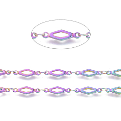 Rainbow Color Ионное покрытие (ip) 304 цепи из нержавеющей стали, пайки, с катушкой, призматический, Радуга цветов, 12.5x4x1 мм, около 32.8 футов (10 м) / рулон