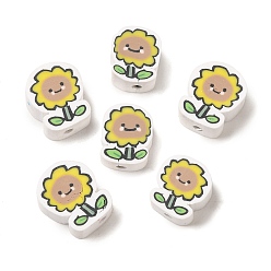 Золотистый Полимерная глина бисера, подсолнечник, золотые, 12.5x10x5 мм, отверстие : 2 мм