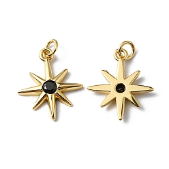 Настоящее золото 18K Стойка металлическая латунная микропрофилированная кубическая циркония подвески, без кадмия и без свинца, долговечный, звезда, реальный 18 k позолоченный, 15x13x2.5 мм, отверстие : 1.8 мм