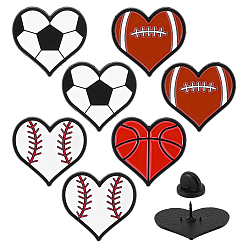 Couleur Mélangete 8 pièces 4 styles pins en émail sur le thème du sport, broches en alliage pour vêtements de sac à dos, cœur, couleur mixte, 28.5x30.5mm, 2 pcs / style