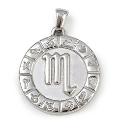 Скорпион 304 подвески из нержавеющей стали, плоские круглые с созвездием, золотые, анти-тускнение, Скорпион, 28x25x2.5 мм, отверстие : 4.5x3.5 мм