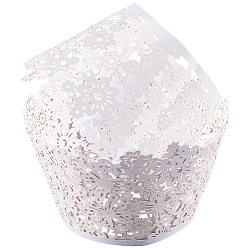 Белый 50 шт. бумажные формочки для выпечки, выдолбить цветочный вкладыш для кексов, аксессуары для выпечки, белые, 80x55 мм