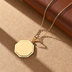 Octagon 201 Геометрические подвески на цепочке из нержавеющей стали, золотые, восьмиугольник, 19.69 дюйм (50 см)