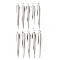 Нержавеющая Сталь Цвет 304 подвески из нержавеющей стали, конус очарование, без никеля , цвет нержавеющей стали, 45x6 мм, отверстие : 2.5 мм