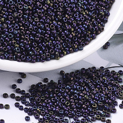 (RR2061) Matte Metallic Plum Emerald Iris MIYUKI Round Rocailles Beads, Japanese Seed Beads, 11/0, (RR2061) Matte Metallic Plum Emerald Iris, 2x1.3mm, Hole: 0.8mm, about 5500pcs/50g